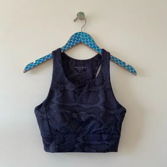 ALLFENIX Navy Longline High Neck Snake Print Sports Bra Size Large - Picture 8 of 8